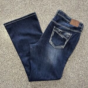 Ariya Jeans Womens 18 38x32 Mid Rise Bootcut Thick Stitch Western Stretch Denim